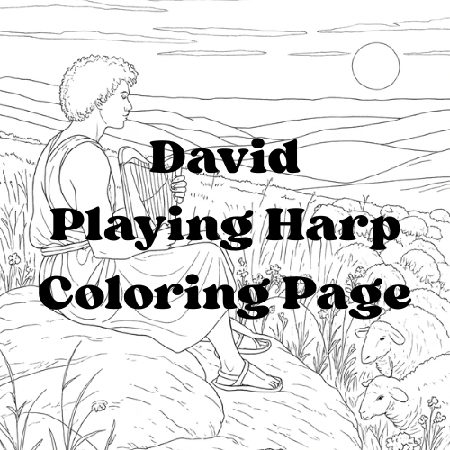 David Playing the Harp Coloring Page